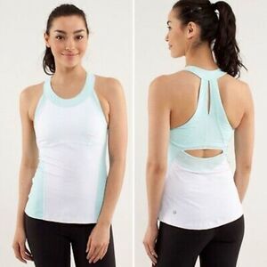 NWT Lululemon Run: Make It Count Mint and White Halter Top